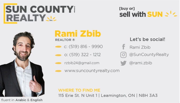 A business card for a real estate agent.